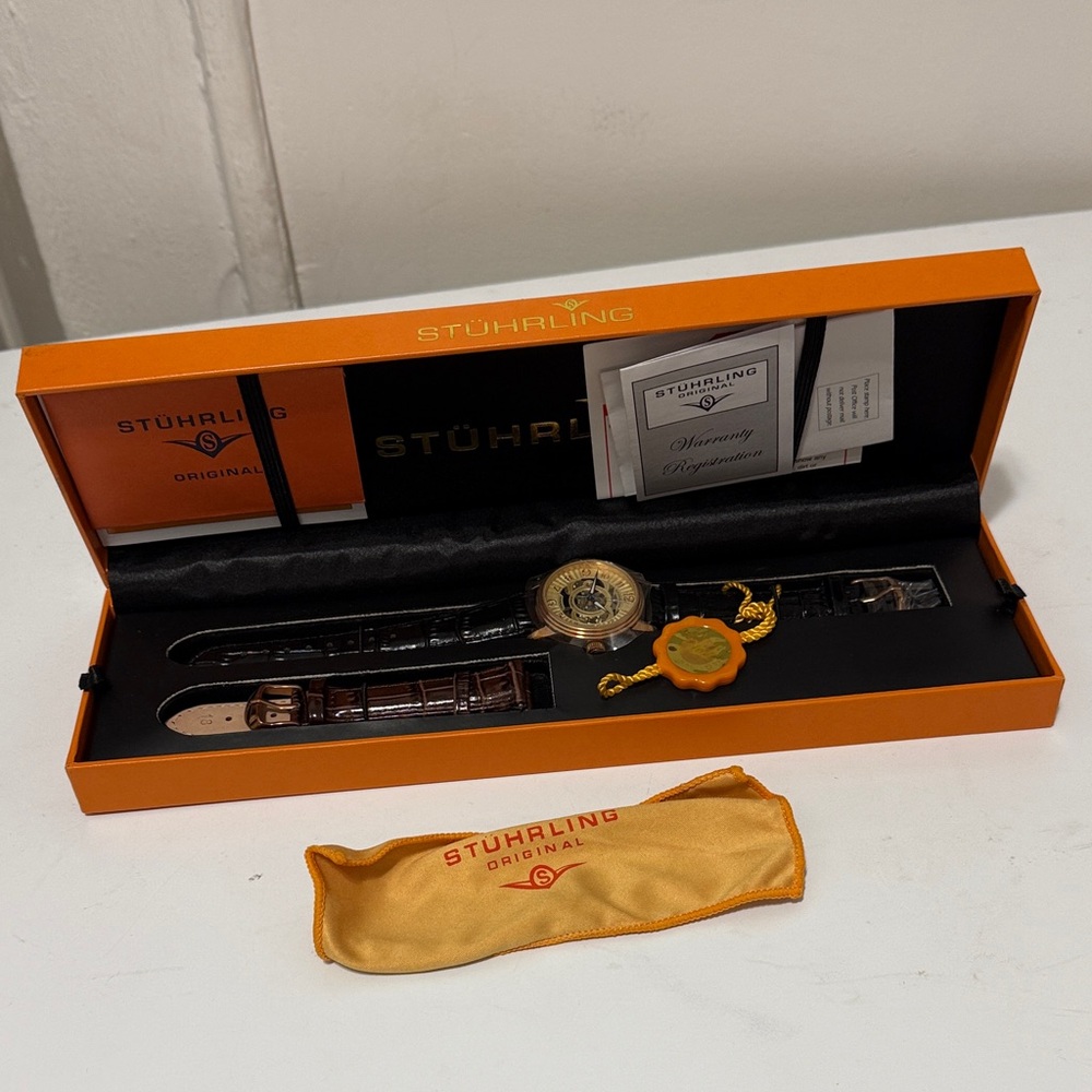 Stuhrling Original Gold and Brown Men's Watch New  Never worn